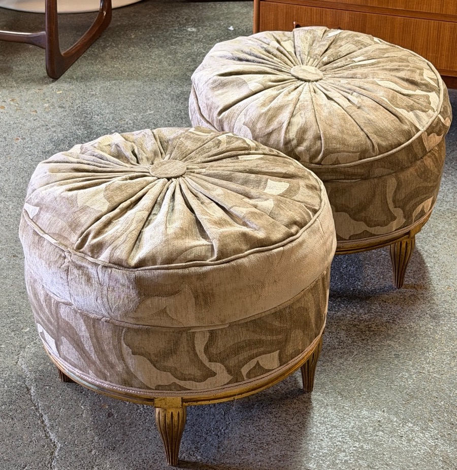 Paire de poufs d’époque Art Déco en bois doré - tabouret -photo-6