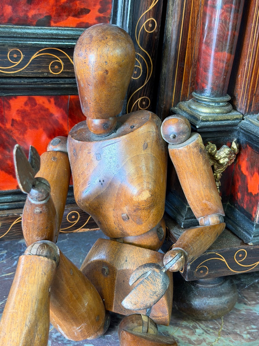 19th-century Wooden Articulated Female Workshop Mannequin—height 50 Cm-photo-2