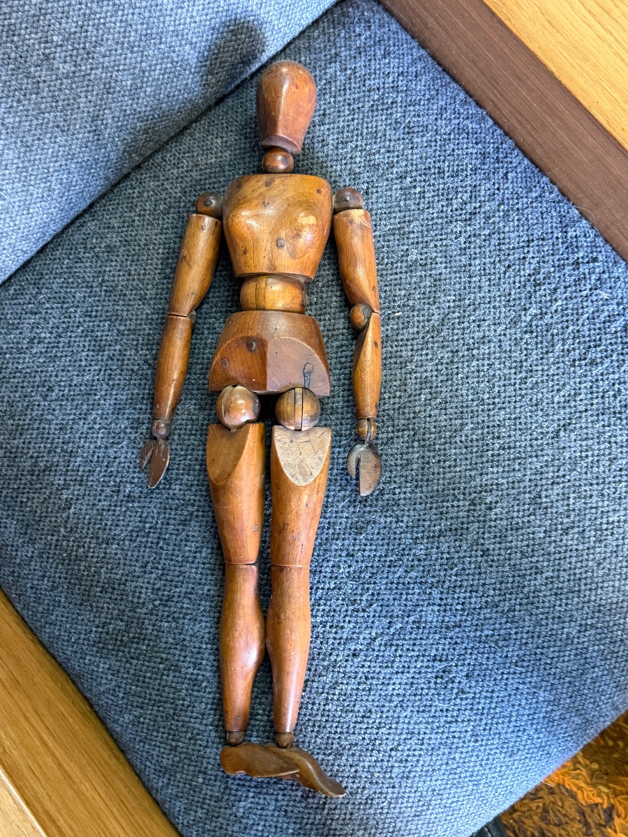 19th-century Wooden Articulated Female Workshop Mannequin—height 50 Cm-photo-5