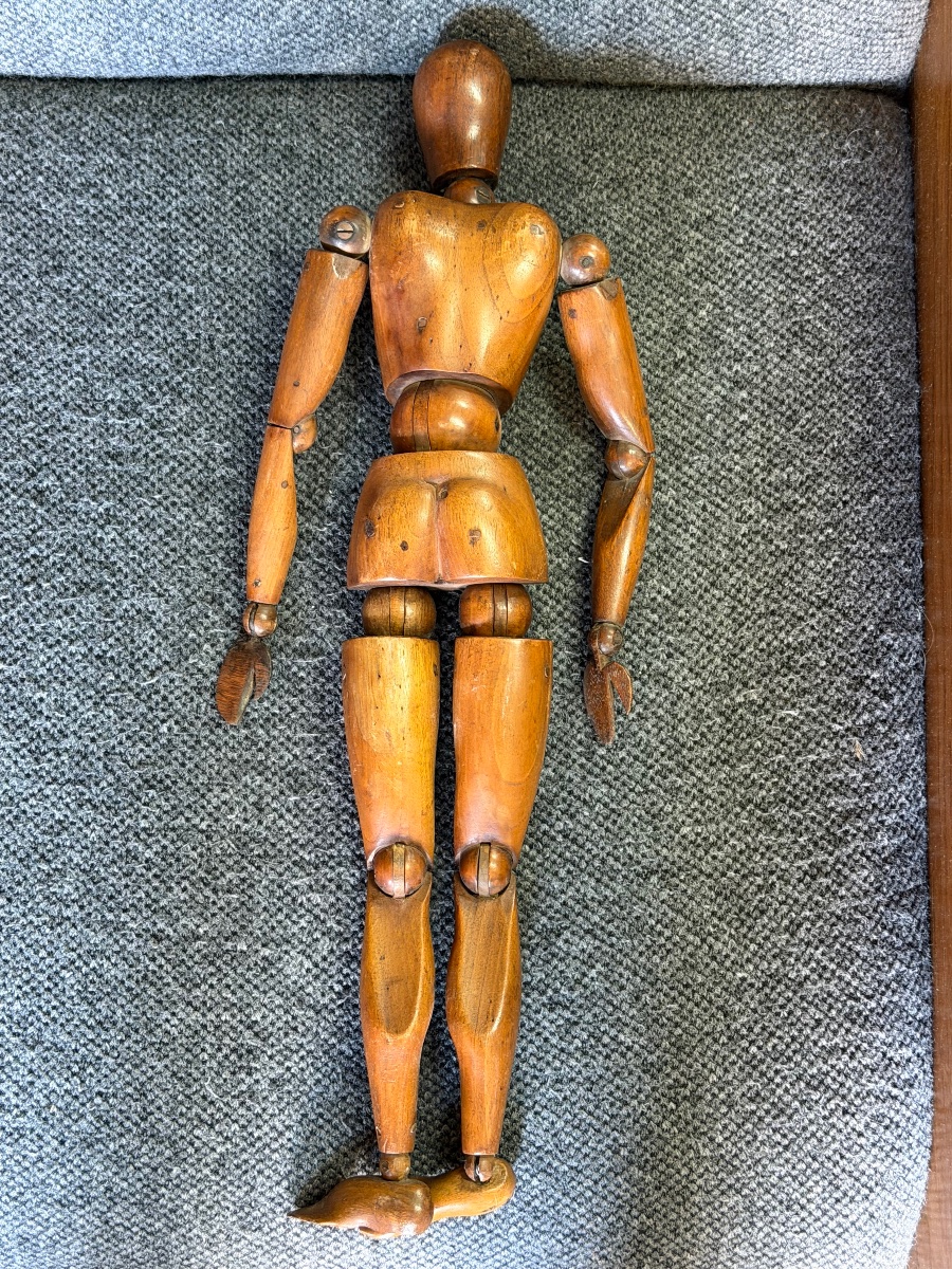 19th-century Wooden Articulated Female Workshop Mannequin—height 50 Cm-photo-7