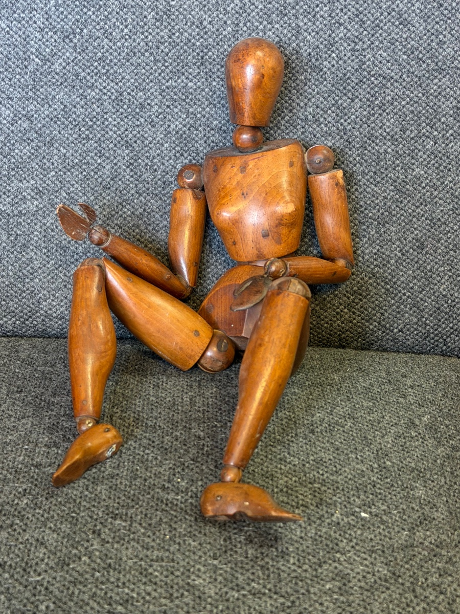 19th-century Wooden Articulated Female Workshop Mannequin—height 50 Cm