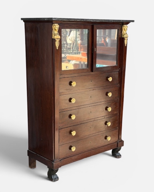 Semainier bibliothèque ou meuble de rangement d’époque Empire restauration retour d’Egypte 