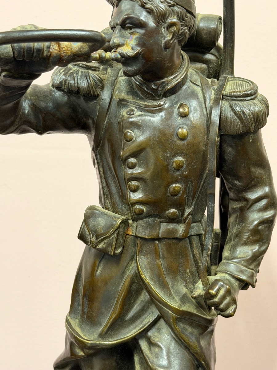 Charles ANFRIE (1833-1905) le clairon  bronze militaire guerre de 1870 - militaria -photo-3