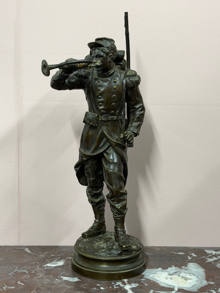 Charles ANFRIE (1833-1905) le clairon  bronze militaire guerre de 1870 - militaria -photo-4