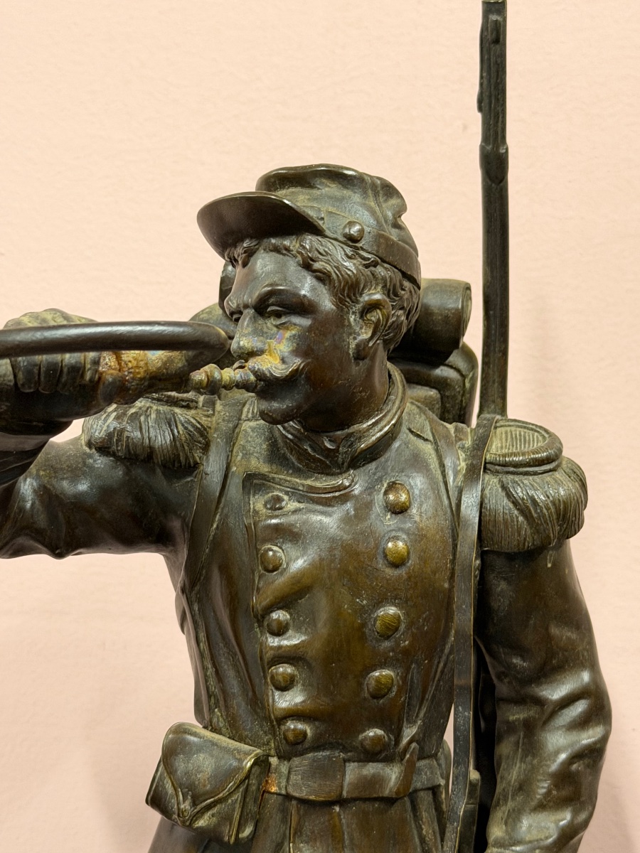 Charles ANFRIE (1833-1905) le clairon  bronze militaire guerre de 1870 - militaria -photo-1