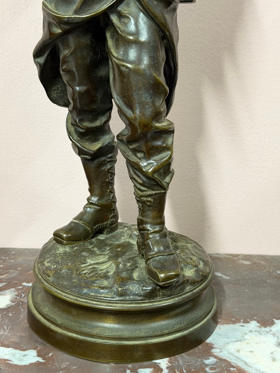 Charles ANFRIE (1833-1905) le clairon  bronze militaire guerre de 1870 - militaria -photo-2