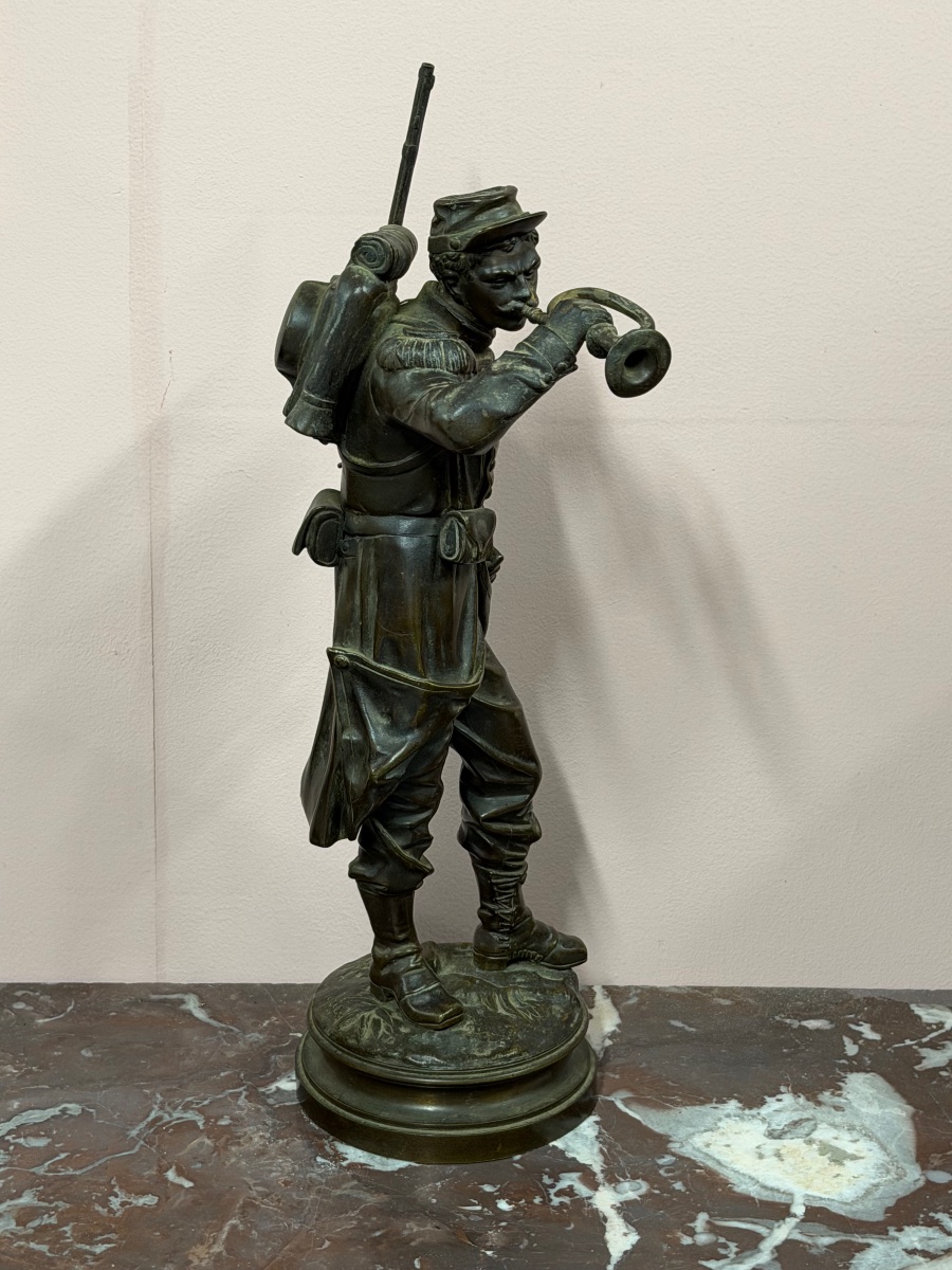 Charles ANFRIE (1833-1905) le clairon  bronze militaire guerre de 1870 - militaria -photo-3