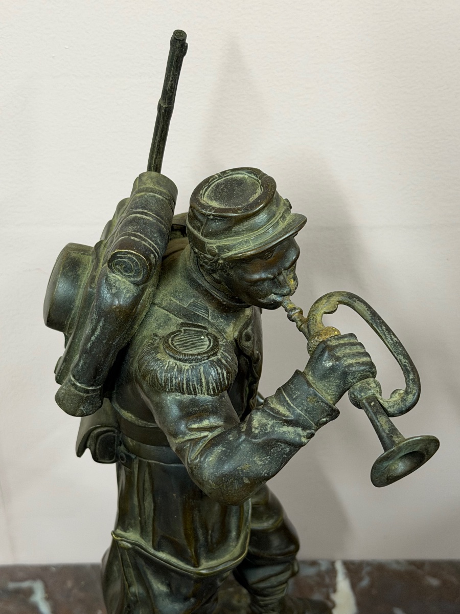 Charles ANFRIE (1833-1905) le clairon  bronze militaire guerre de 1870 - militaria -photo-4
