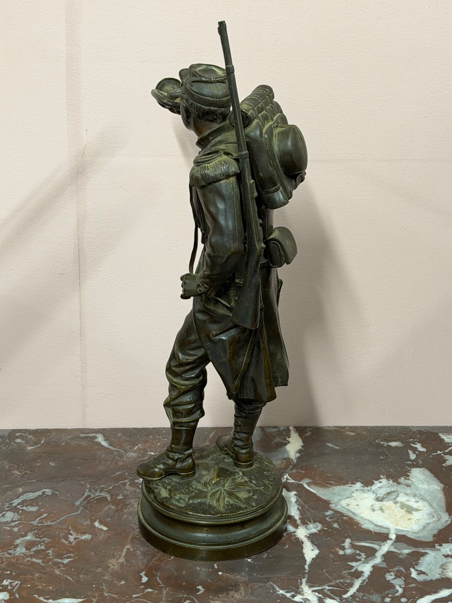Charles ANFRIE (1833-1905) le clairon  bronze militaire guerre de 1870 - militaria -photo-8
