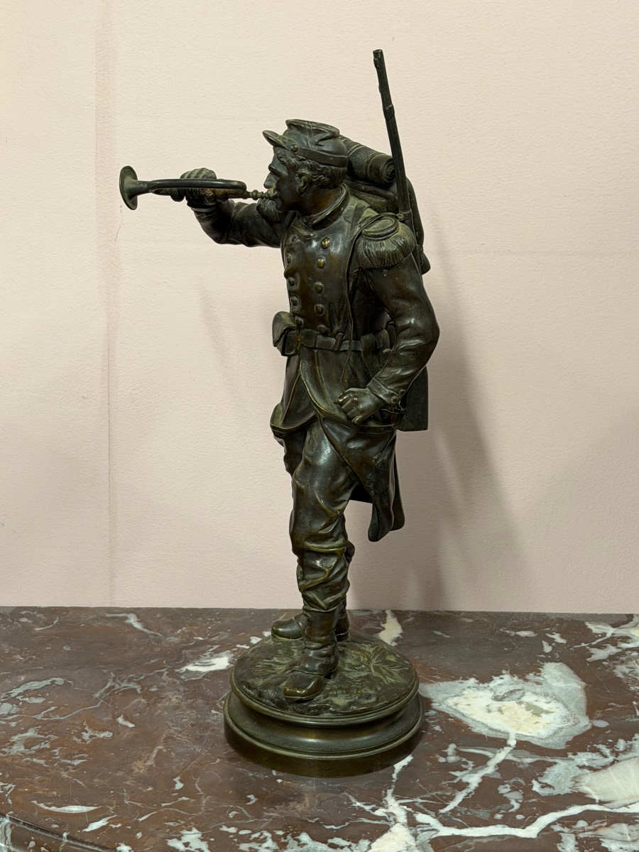 Charles ANFRIE (1833-1905) le clairon  bronze militaire guerre de 1870 - militaria 
