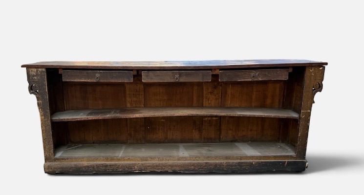 Comptoir de métier ou de magasin d’époque fin XIXème en chêne et peint imitation bois -photo-2
