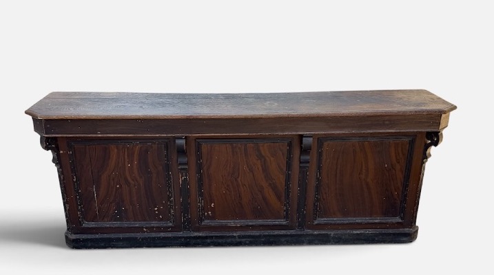 Comptoir de métier ou de magasin d’époque fin XIXème en chêne et peint imitation bois N°2 -photo-2