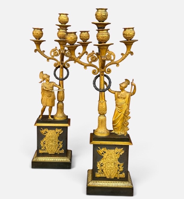 Paire de candélabres figuratifs empire « Mars et Athéna « attribué à Pierre Phillipe Thomire -photo-2