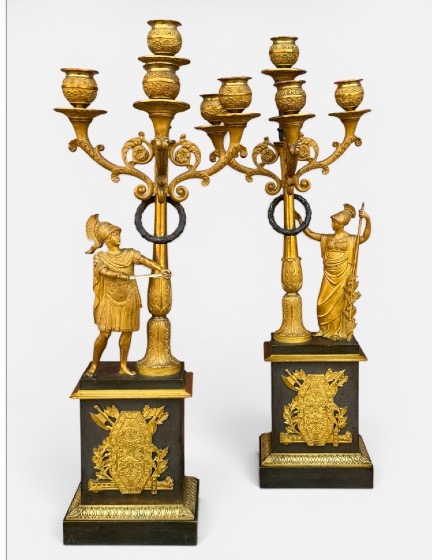 Paire de candélabres figuratifs empire « Mars et Athéna « attribué à Pierre Phillipe Thomire -photo-3