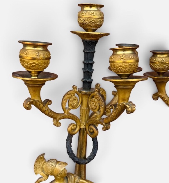 Paire de candélabres figuratifs empire « Mars et Athéna « attribué à Pierre Phillipe Thomire -photo-4