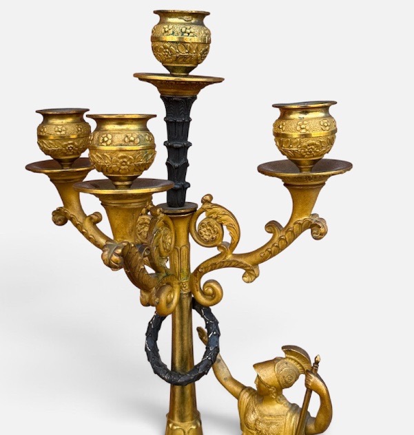 Paire de candélabres figuratifs empire « Mars et Athéna « attribué à Pierre Phillipe Thomire -photo-5