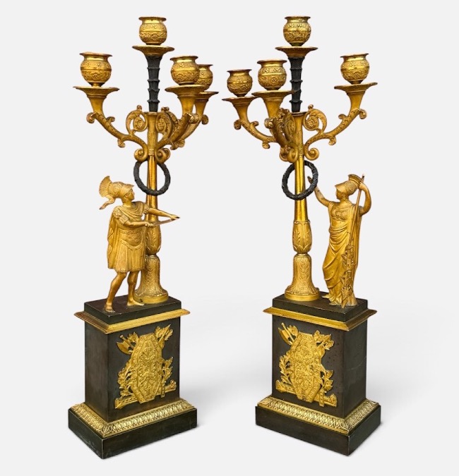 Paire de candélabres figuratifs empire « Mars et Athéna « attribué à Pierre Phillipe Thomire 