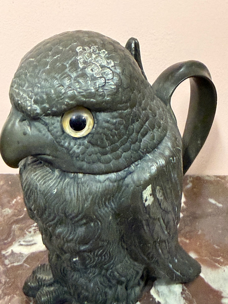 Pewter Pitcher Featuring An Owl Or Owls For The Famous La Marquise De Sèvigné Candy Shop, Early 20th Century-photo-3