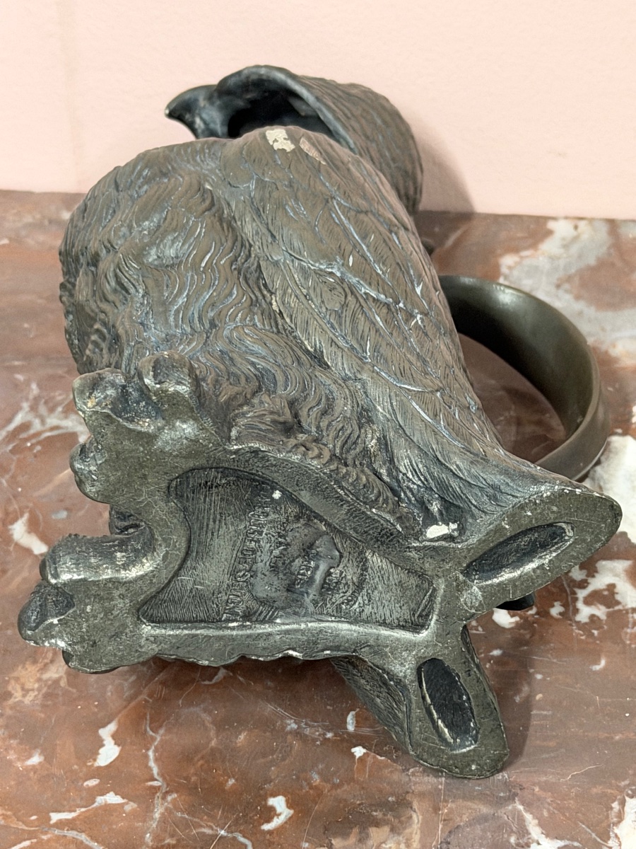 Pewter Pitcher Featuring An Owl Or Owls For The Famous La Marquise De Sèvigné Candy Shop, Early 20th Century-photo-4