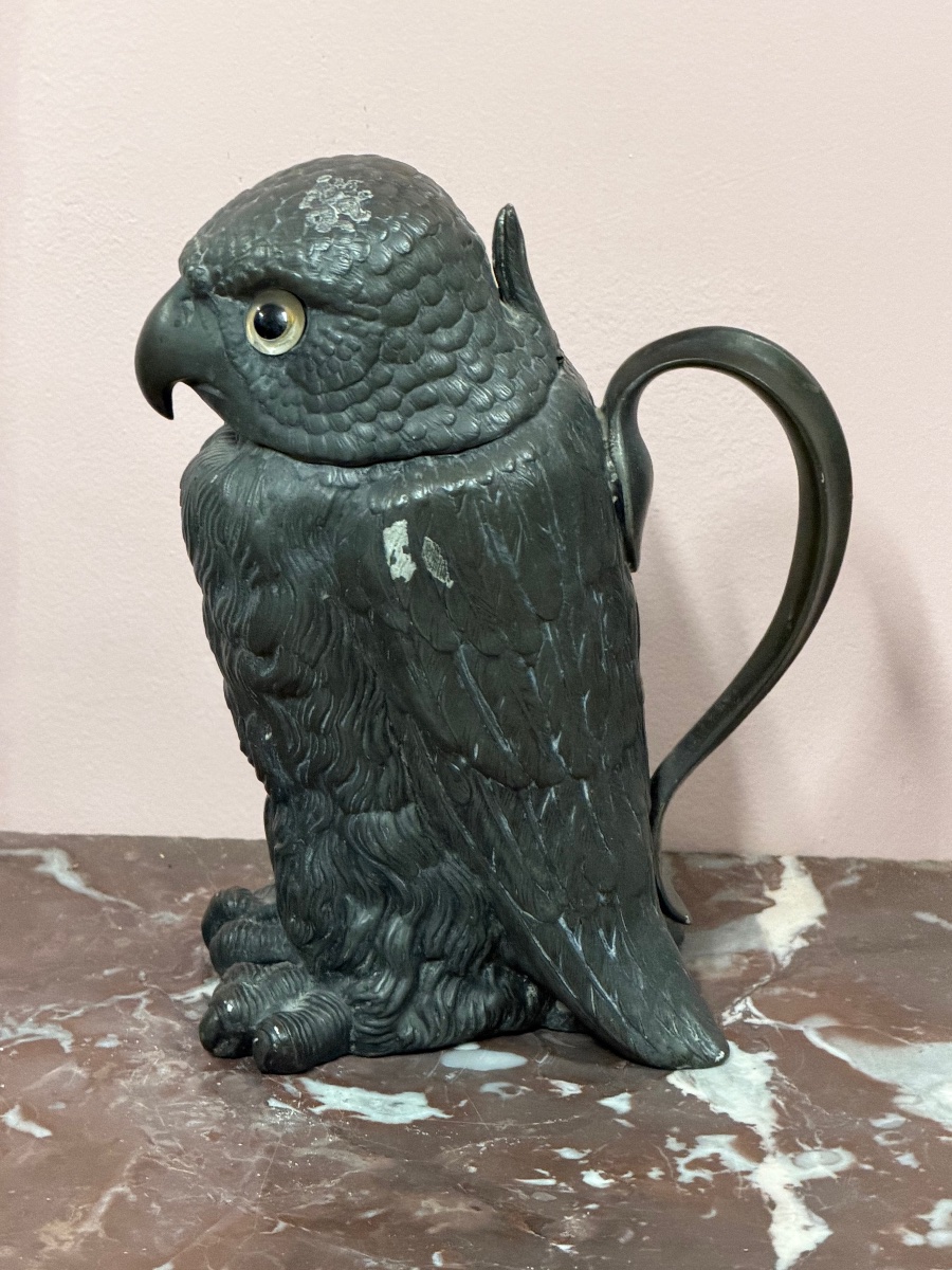 Pewter Pitcher Featuring An Owl Or Owls For The Famous La Marquise De Sèvigné Candy Shop, Early 20th Century-photo-7