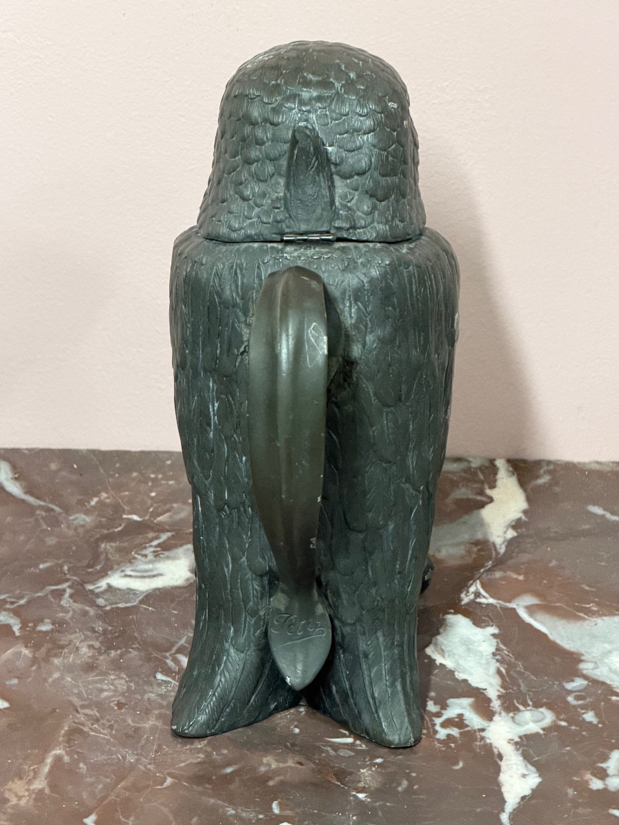 Pewter Pitcher Featuring An Owl Or Owls For The Famous La Marquise De Sèvigné Candy Shop, Early 20th Century-photo-8