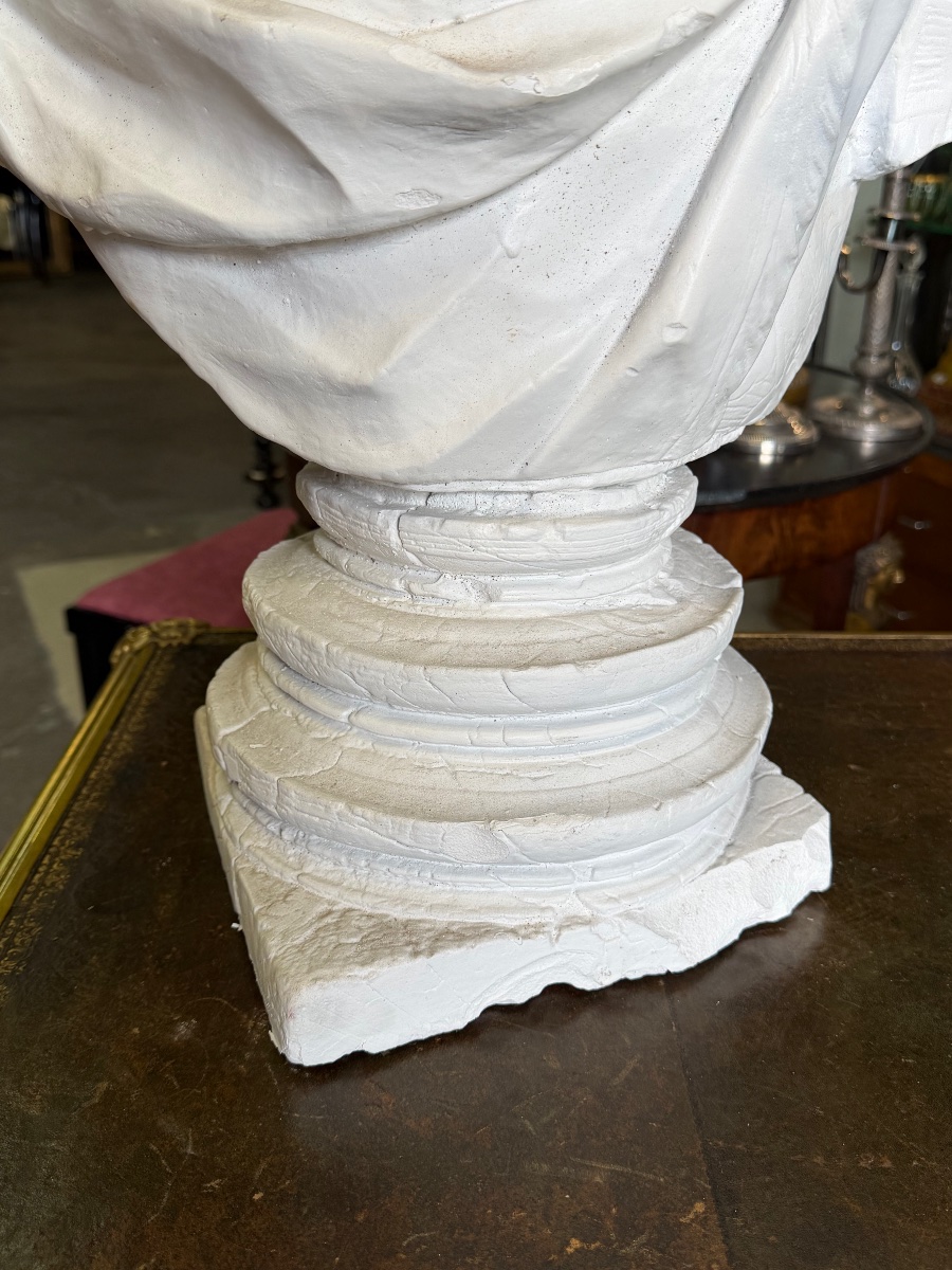 Paire de bustes empereurs ROMAINS grand buste en plâtre XXème siècle - empereur romain H 85 cm-photo-5