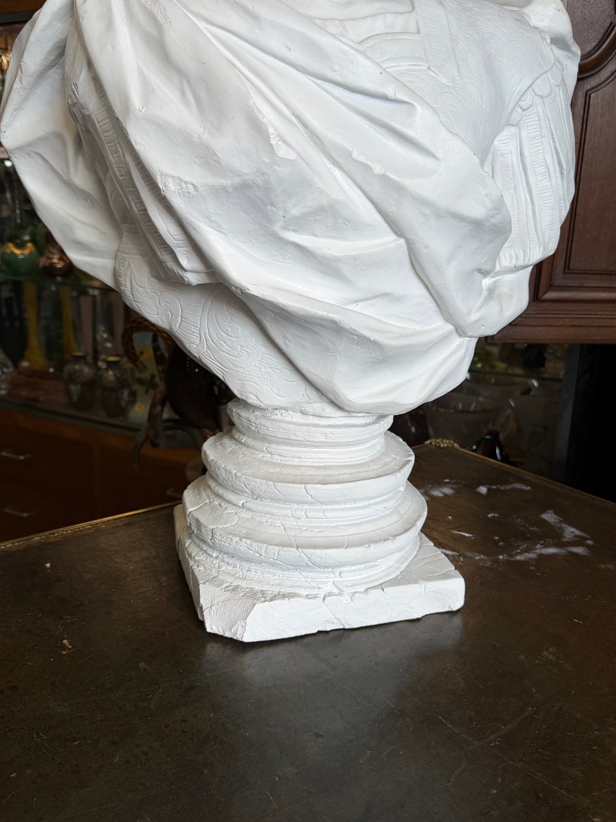 Paire de bustes empereurs ROMAINS grand buste en plâtre XXème siècle - empereur romain H 85 cm-photo-6
