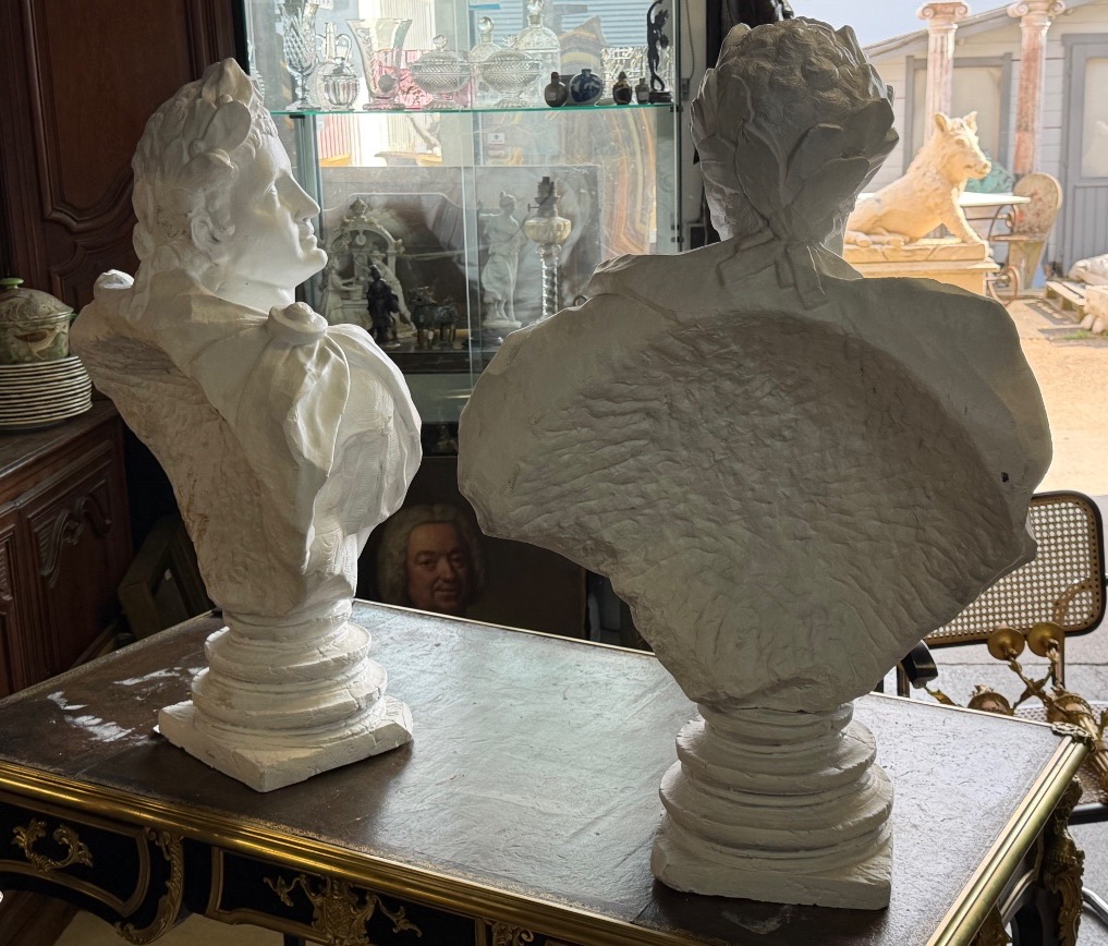 Paire de bustes empereurs ROMAINS grand buste en plâtre XXème siècle - empereur romain H 85 cm-photo-7