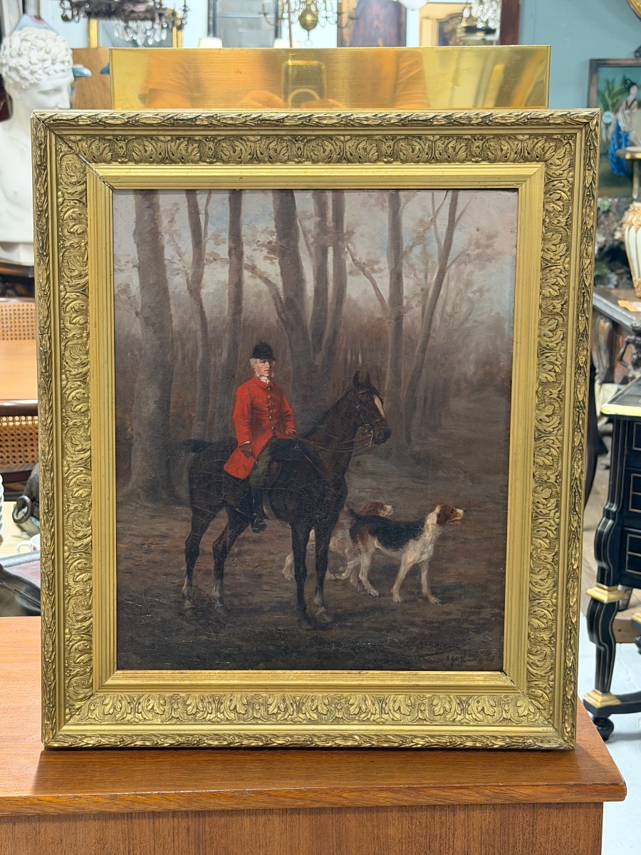 Scene Of A Hunt, Likely English School, Circa 1900—rider And Horse Portrait -photo-2