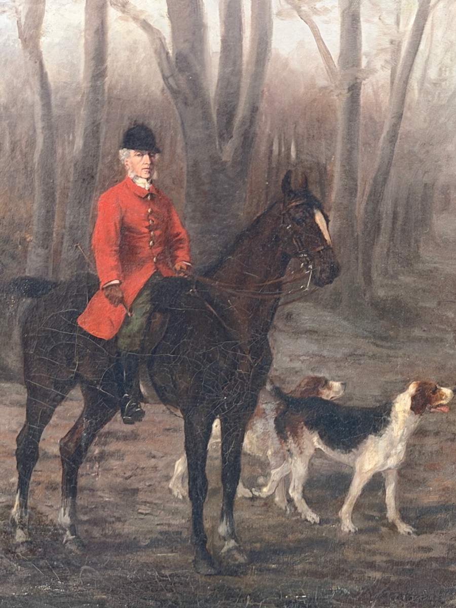 Scene Of A Hunt, Likely English School, Circa 1900—rider And Horse Portrait -photo-3