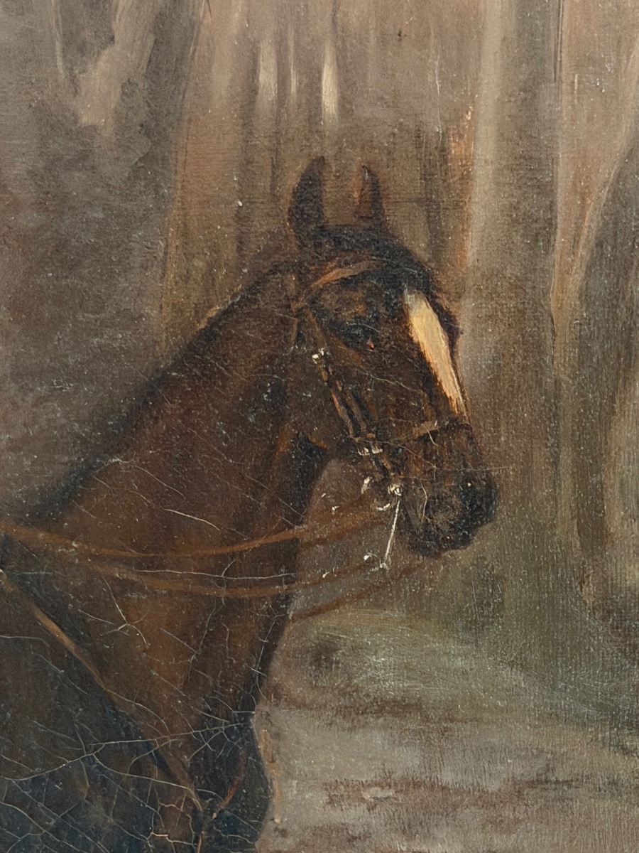 Scene Of A Hunt, Likely English School, Circa 1900—rider And Horse Portrait -photo-1