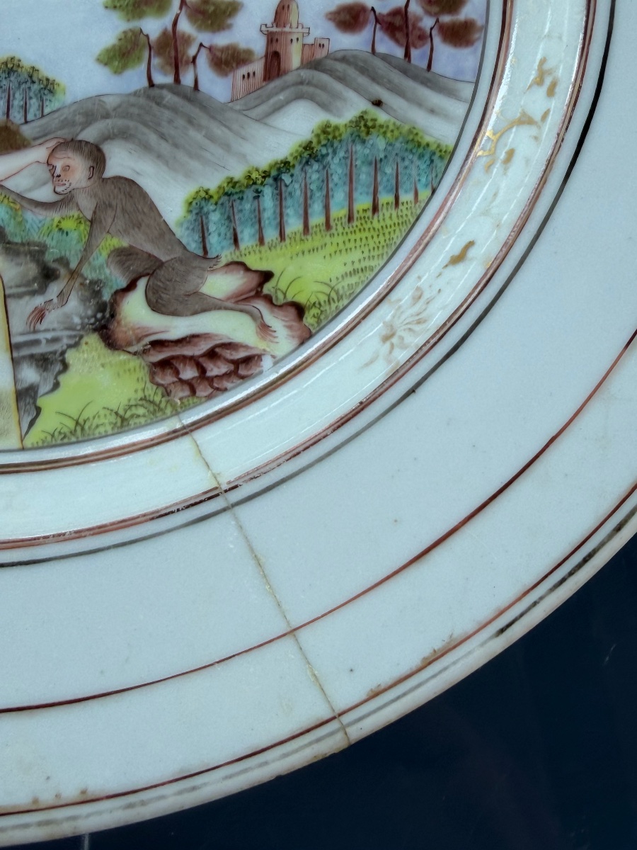Compagnie de Indes assiette érotique de commande en porcelaine de Chine époque Qianlong 1740-photo-3