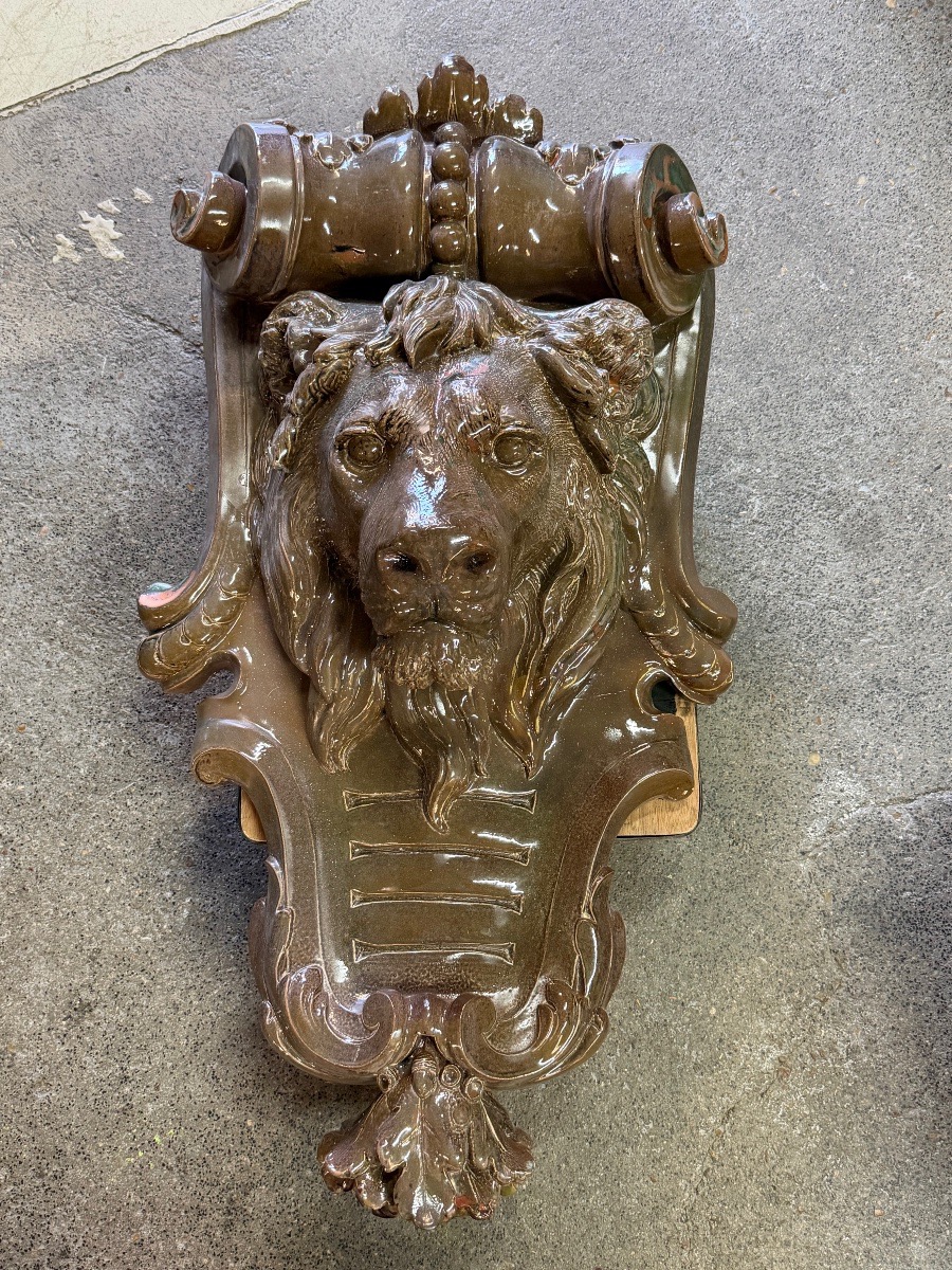 Large Decorative Architectural Ceramic Tile, Decorative Wall Element For A House Facade, H 96 