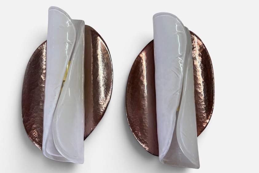 Pair Of Murano Glass Wall Sconces From The 1980s 