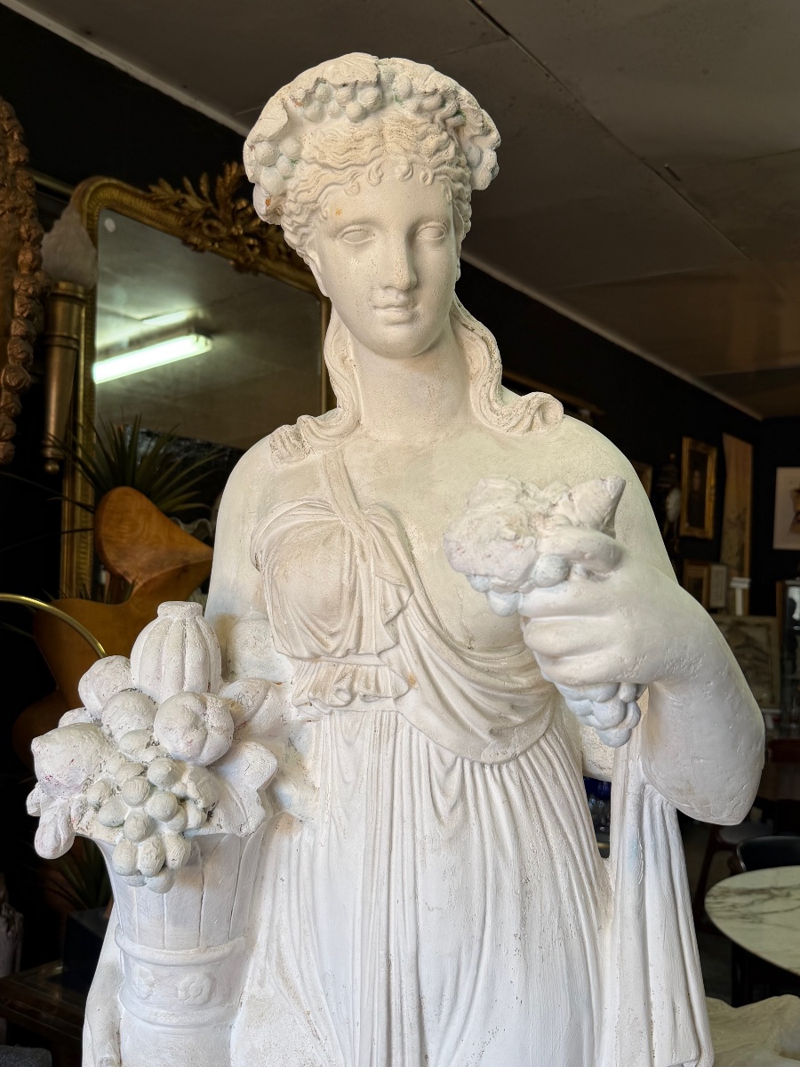 Roman Goddess Pomona, Based On An Antique Large Plaster Sculpture From The Early 20th Century; Height: 142 Cm-photo-2
