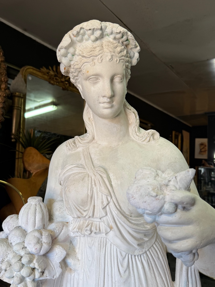 Roman Goddess Pomona, Based On An Antique Large Plaster Sculpture From The Early 20th Century; Height: 142 Cm-photo-3
