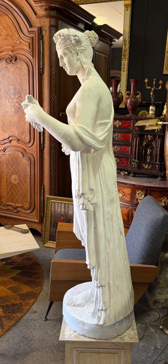 Roman Goddess Pomona, Based On An Antique Large Plaster Sculpture From The Early 20th Century; Height: 142 Cm-photo-2