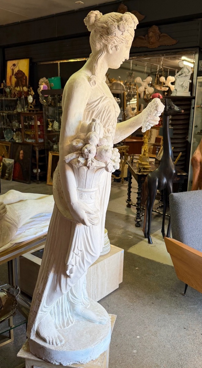 Roman Goddess Pomona, Based On An Antique Large Plaster Sculpture From The Early 20th Century; Height: 142 Cm-photo-4
