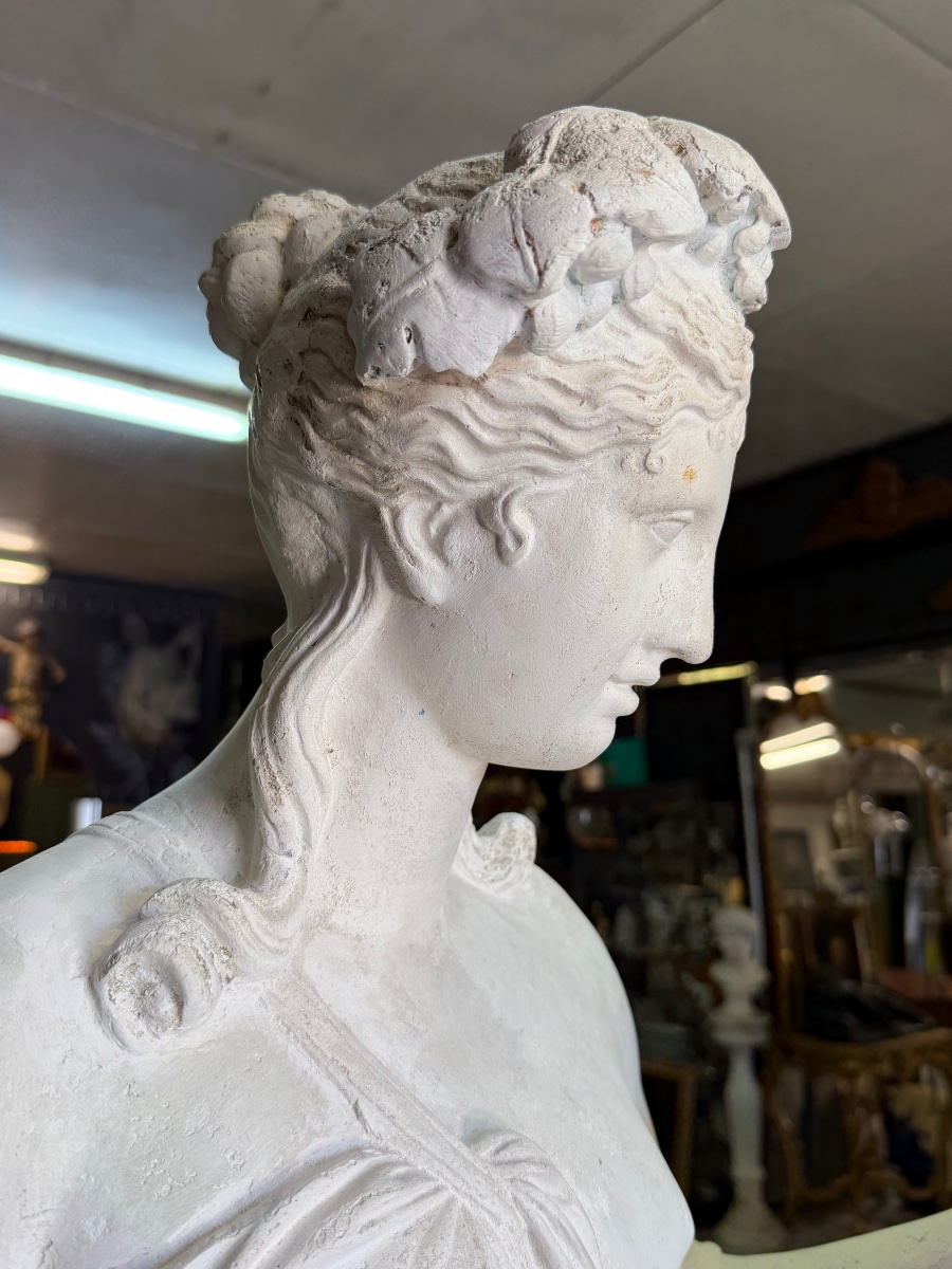 Roman Goddess Pomona, Based On An Antique Large Plaster Sculpture From The Early 20th Century; Height: 142 Cm-photo-5