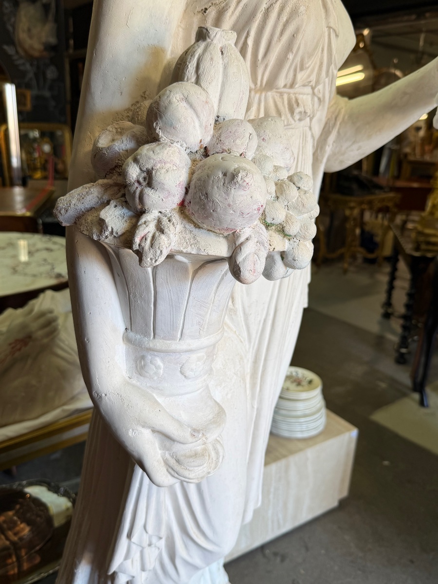 Roman Goddess Pomona, Based On An Antique Large Plaster Sculpture From The Early 20th Century; Height: 142 Cm-photo-6