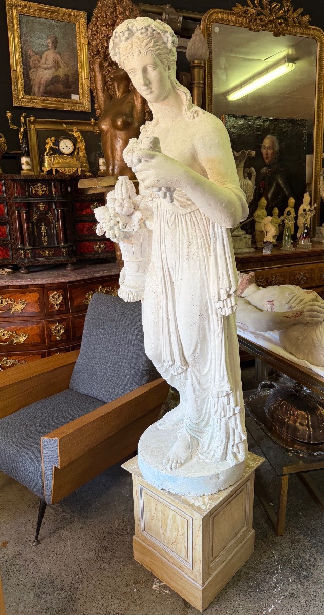 Roman Goddess Pomona, Based On An Antique Large Plaster Sculpture From The Early 20th Century; Height: 142 Cm-photo-7