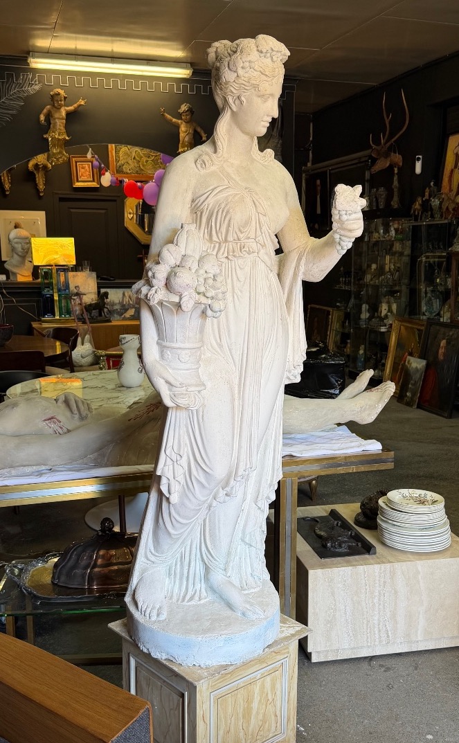 Roman Goddess Pomona, Based On An Antique Large Plaster Sculpture From The Early 20th Century; Height: 142 Cm-photo-8