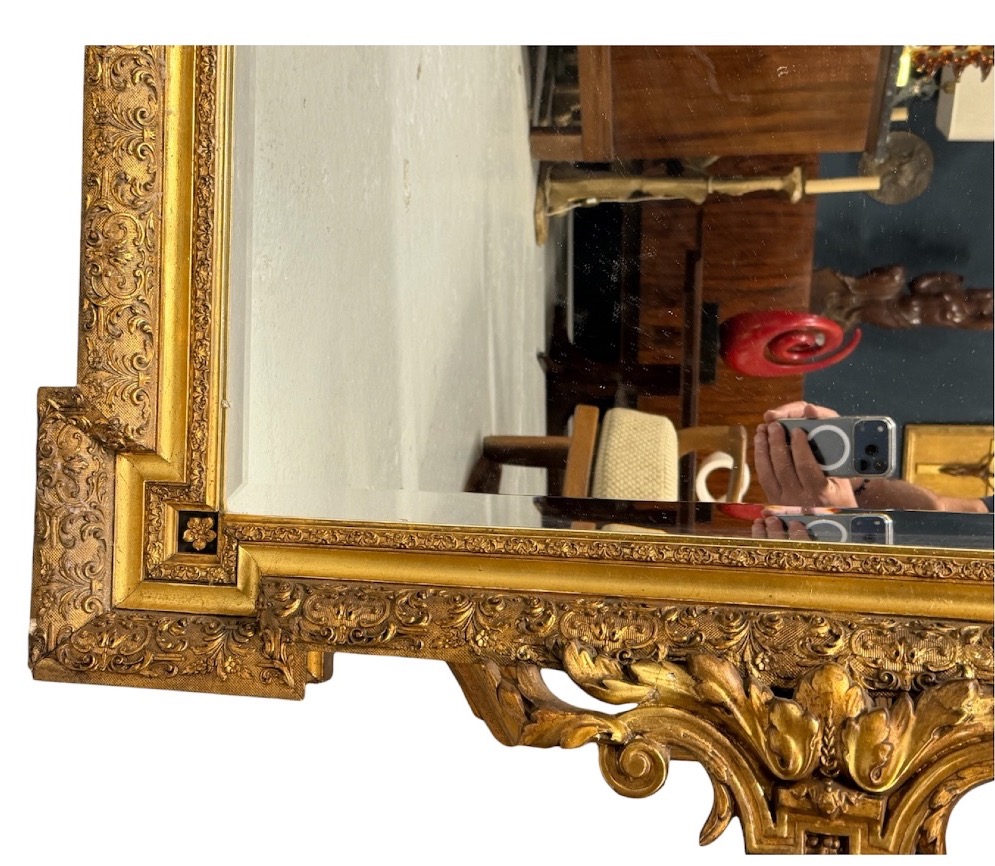 Louis XVI-style Mirror From The Napoleon III Era, Made Of Wood And Gilded Stucco With A Bird Motif - Mirror Panel -photo-2