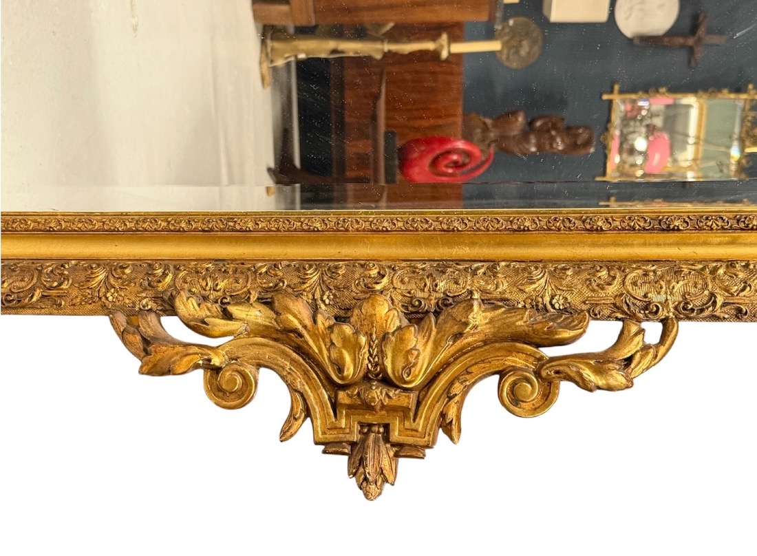 Louis XVI-style Mirror From The Napoleon III Era, Made Of Wood And Gilded Stucco With A Bird Motif - Mirror Panel -photo-3