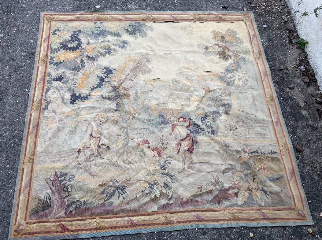 19th-century Tapestry From The Royal Aubusson Manufactory; H 195 X W 202 Cm-photo-2
