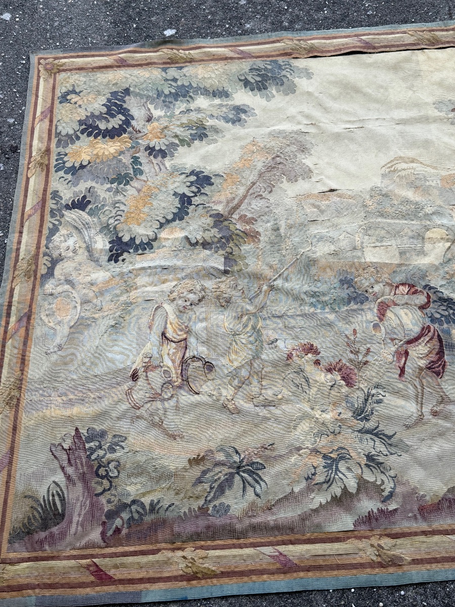 19th-century Tapestry From The Royal Aubusson Manufactory; H 195 X W 202 Cm-photo-3