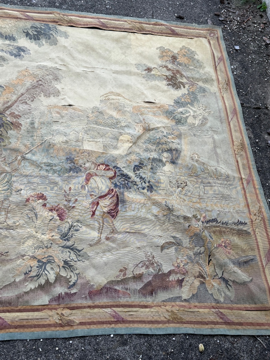 19th-century Tapestry From The Royal Aubusson Manufactory; H 195 X W 202 Cm-photo-4