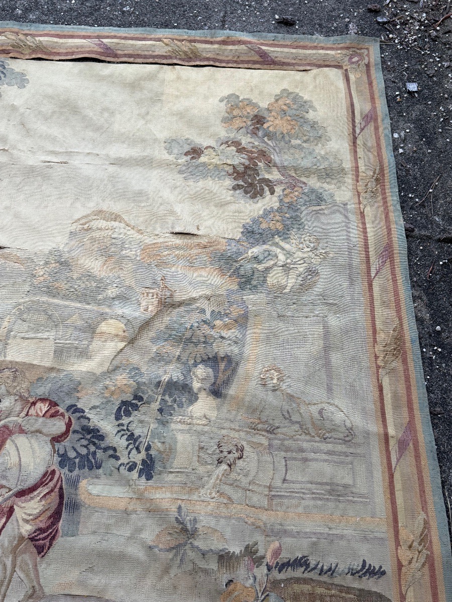 19th-century Tapestry From The Royal Aubusson Manufactory; H 195 X W 202 Cm-photo-3
