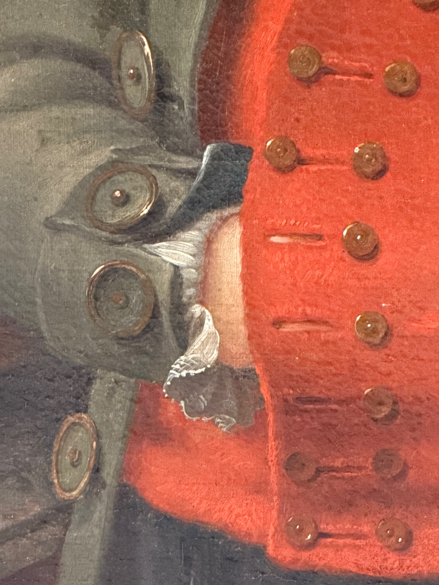 H Soultzer 1794 portrait d’homme au gilet rouge d’époque fin XVIIIème - huile sur toile H 110 c-photo-4