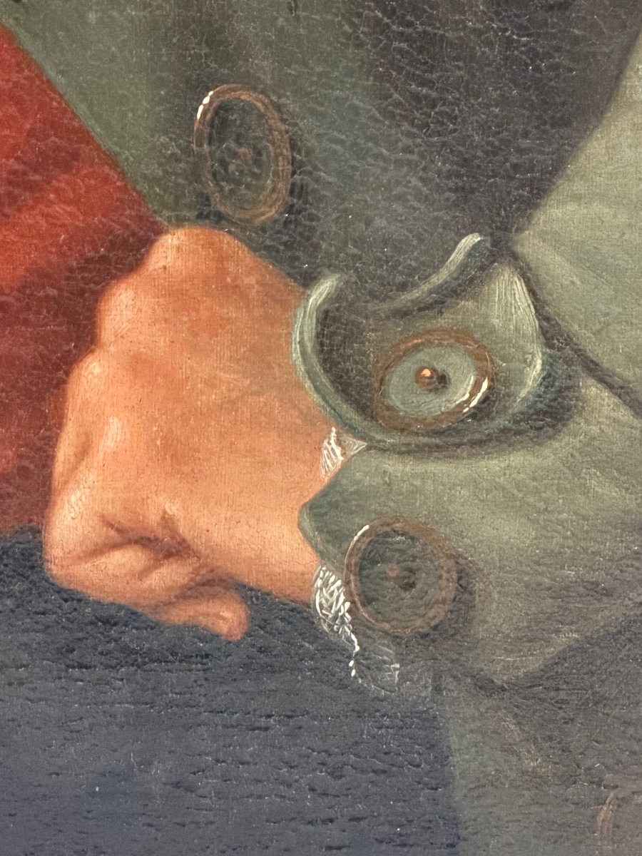 H Soultzer 1794 portrait d’homme au gilet rouge d’époque fin XVIIIème - huile sur toile H 110 c-photo-5